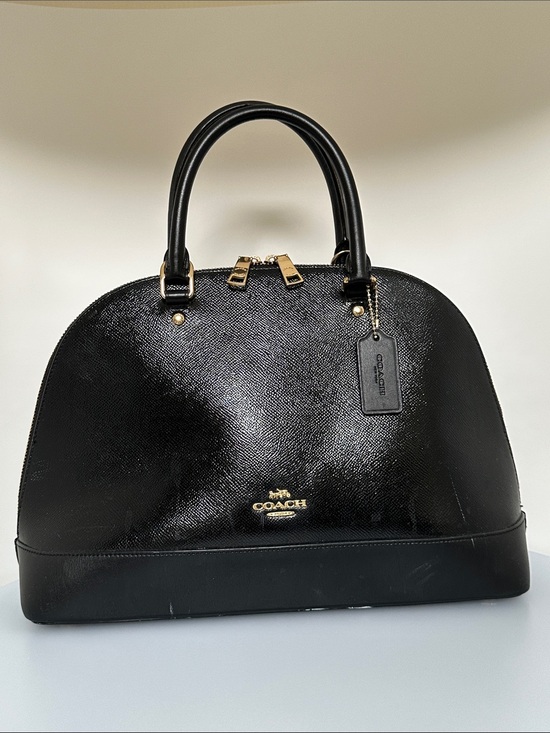 Coach Handbags - Coach Black Patent Leather Dome Satchel with Gold Hardware